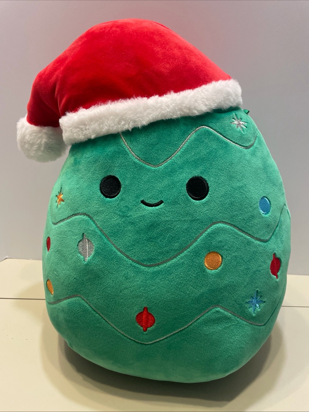 Squishmallows  16in. Carol Christmas Tree in Santa Hat  Pre-owned Holiday Plush